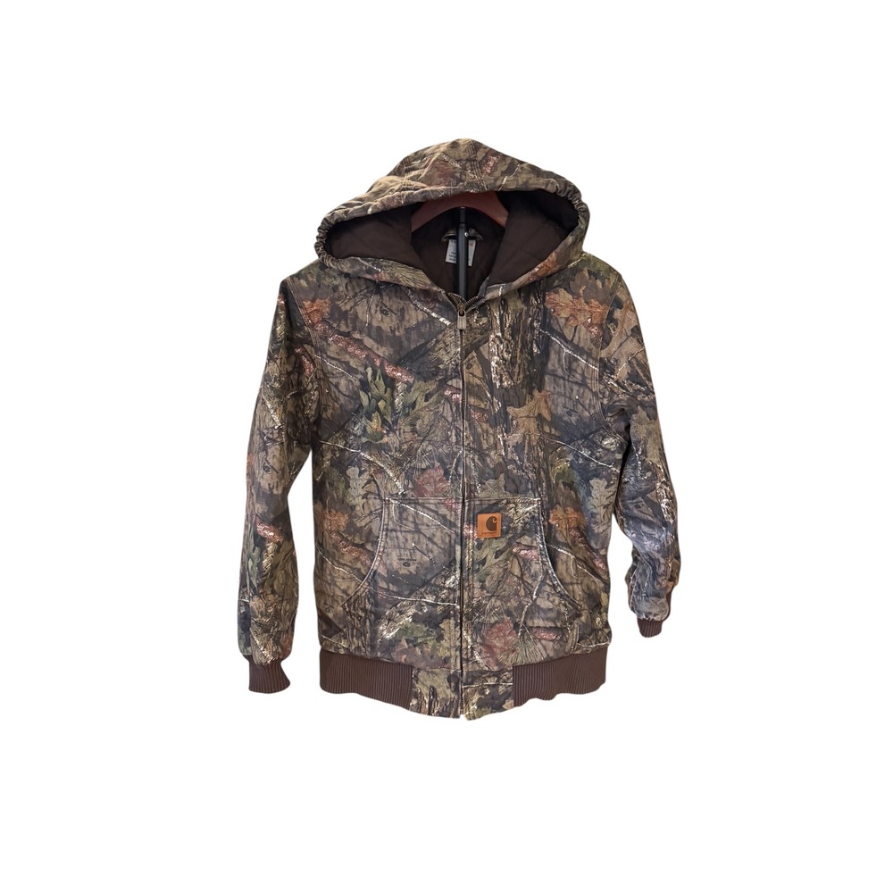 Carhartt Boys L 14-16 Mossy Oak Camo Active Jacket Hooded Insulated Work Coat